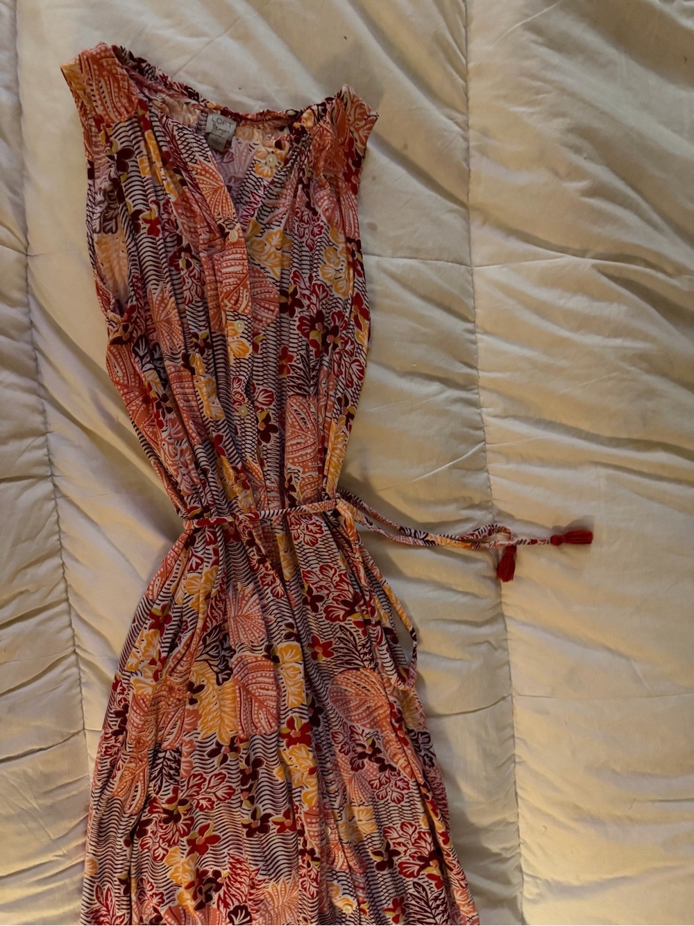LOFT Floral Button Down Tie-Waist Maxi Dress Size XS